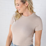 Blakely Ribbed Knit Top - Stone - FINAL SALE