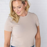 Blakely Ribbed Knit Top - Stone - FINAL SALE