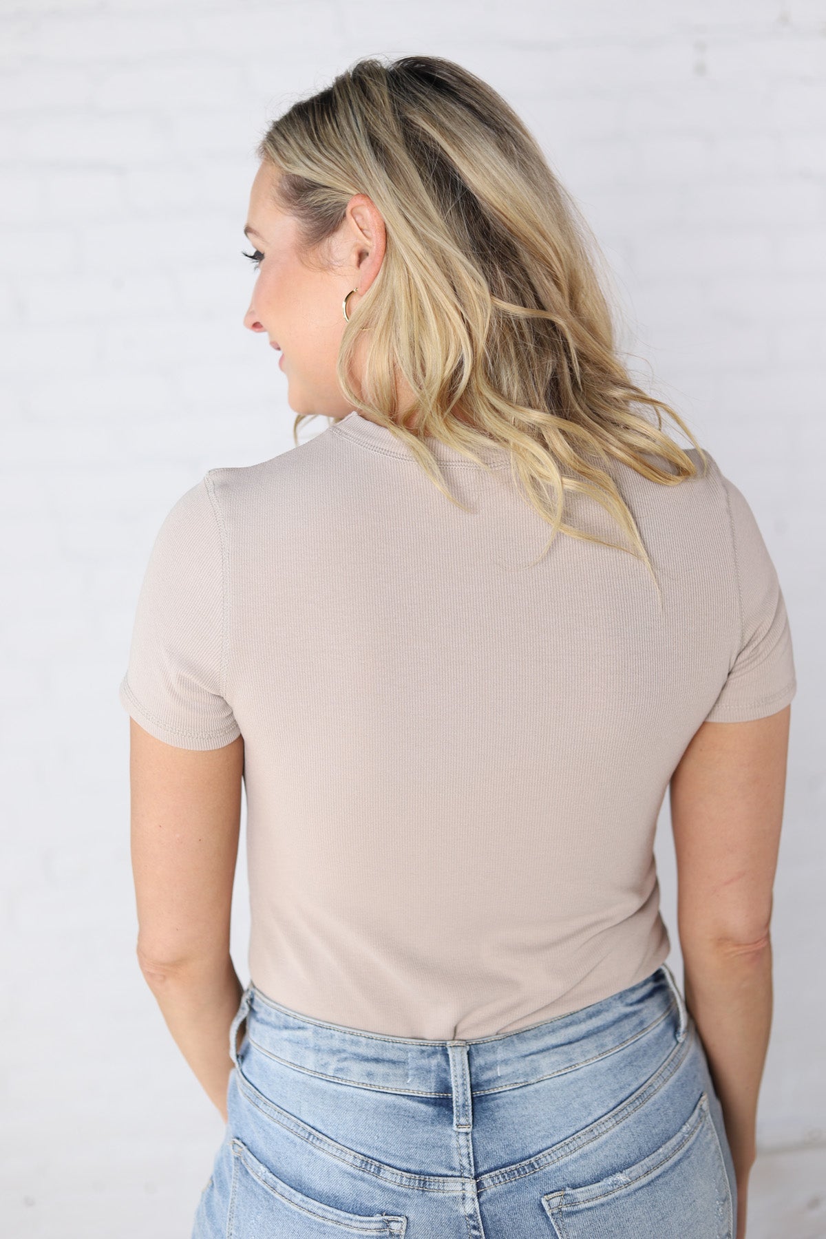 Blakely Ribbed Knit Top - Stone - FINAL SALE