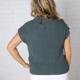 Blythe Mock Neck Short Sleeve Sweater - Ash Jade
