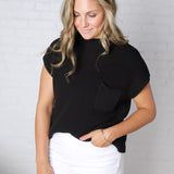 Blythe Mock Neck Short Sleeve Sweater - Black