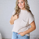 Blythe Mock Neck Short Sleeve Sweater - Bone