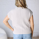 Blythe Mock Neck Short Sleeve Sweater - Bone FINAL SALE