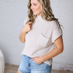 Blythe Mock Neck Short Sleeve Sweater - Bone FINAL SALE