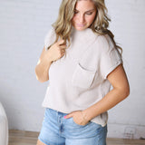 Blythe Mock Neck Short Sleeve Sweater - Bone