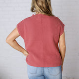 Blythe Mock Neck Short Sleeve Sweater - Winter Rose