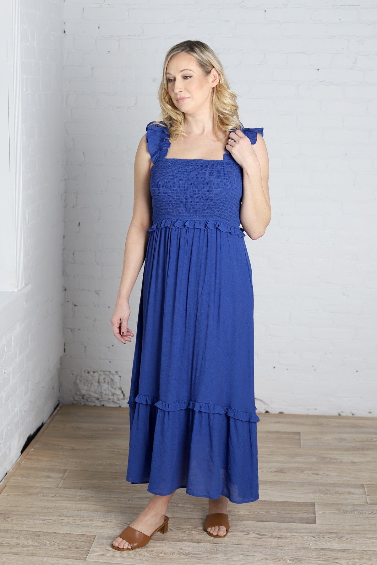Bostyn Royal Blue Smocked Dress