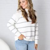 Boyfriend Striped Sweater by Z Supply - White