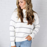 Boyfriend Striped Sweater by Z Supply - White