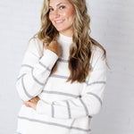 Boyfriend Striped Sweater by Z Supply - White