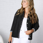 Brenly Cotton Fleece Oversized Shacket - Charcoal