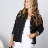 Brenly Cotton Fleece Oversized Shacket - Charcoal