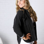 Brenly Cotton Fleece Oversized Shacket - Charcoal