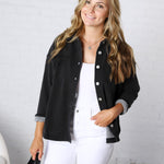 Brenly Cotton Fleece Oversized Shacket - Charcoal