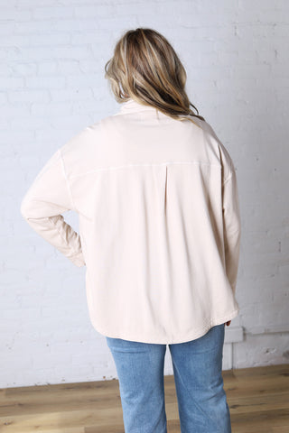 Brenly Cotton Fleece Oversized Shacket - Ecru