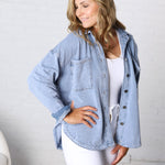 Brenly Cotton Fleece Oversized Shacket - Light Denim