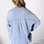Brenly Cotton Fleece Oversized Shacket - Light Denim