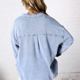 Brenly Cotton Fleece Oversized Shacket - Light Denim