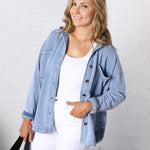 Brenly Cotton Fleece Oversized Shacket - Light Denim