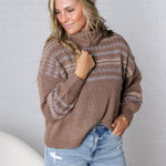 Brexley Fair Isle Cowl Neck Sweater - Brown