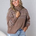 Brexley Fair Isle Cowl Neck Sweater - Brown