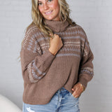 Brexley Fair Isle Cowl Neck Sweater - Brown