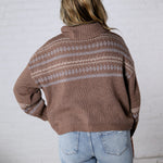 Brexley Fair Isle Cowl Neck Sweater - Brown