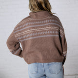 Brexley Fair Isle Cowl Neck Sweater - Brown