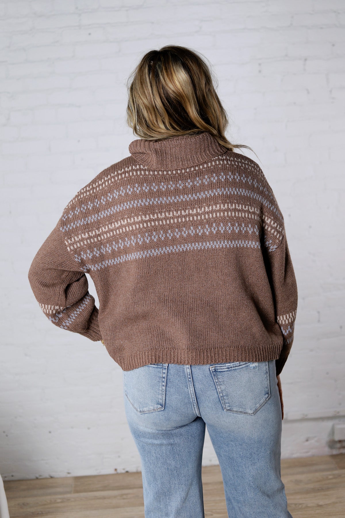 Brexley Fair Isle Cowl Neck Sweater - Brown