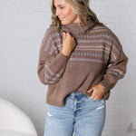 Brexley Fair Isle Cowl Neck Sweater - Brown