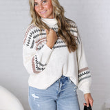 Brexley Fair Isle Cowl Neck Sweater - Cream