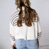 Brexley Fair Isle Cowl Neck Sweater - Cream