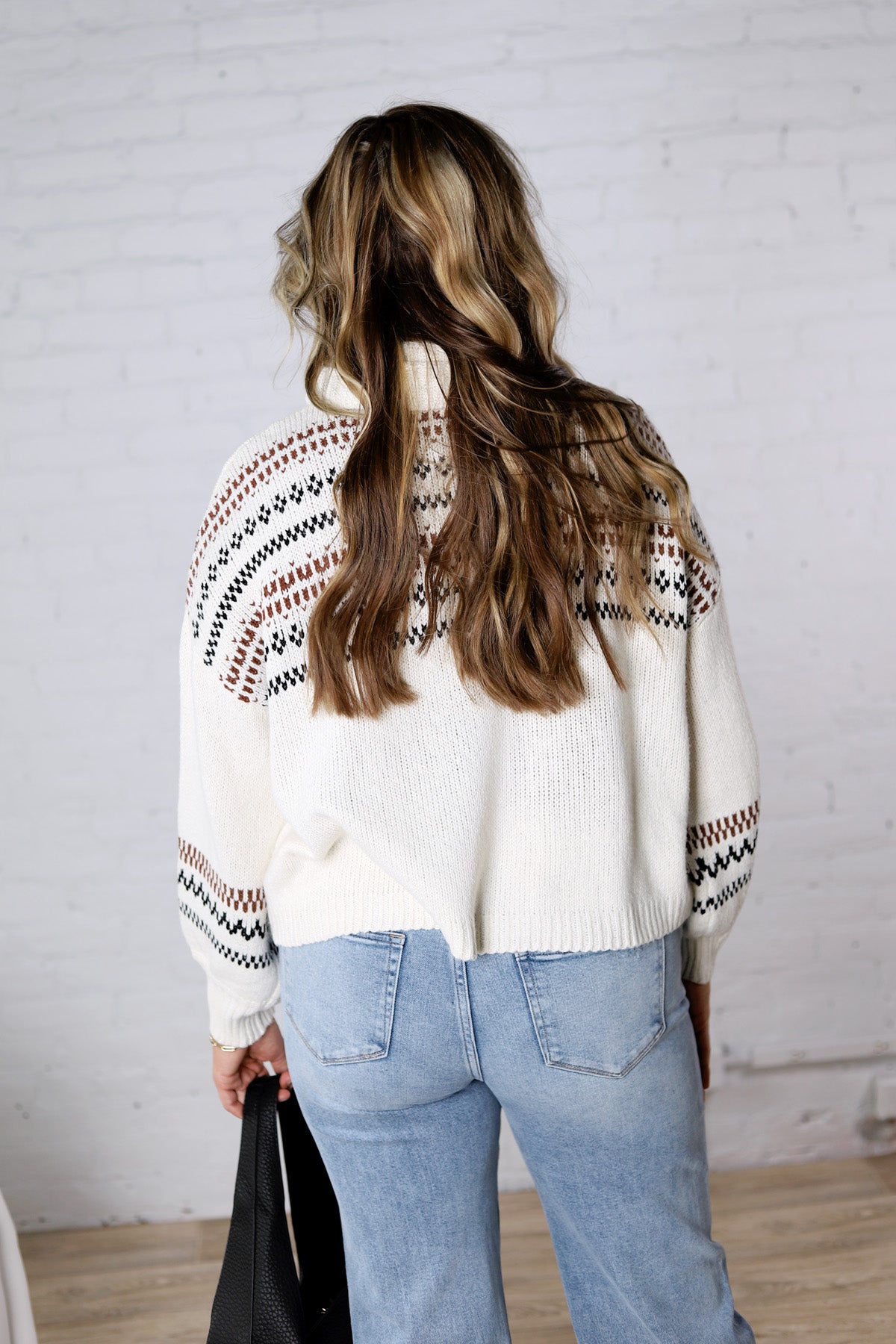 Brexley Fair Isle Cowl Neck Sweater - Cream