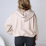 Breya Faux Suede Hooded Crop Jacket - Beige