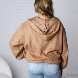 Breya Faux Suede Hooded Crop Jacket - Camel FINAL SALE