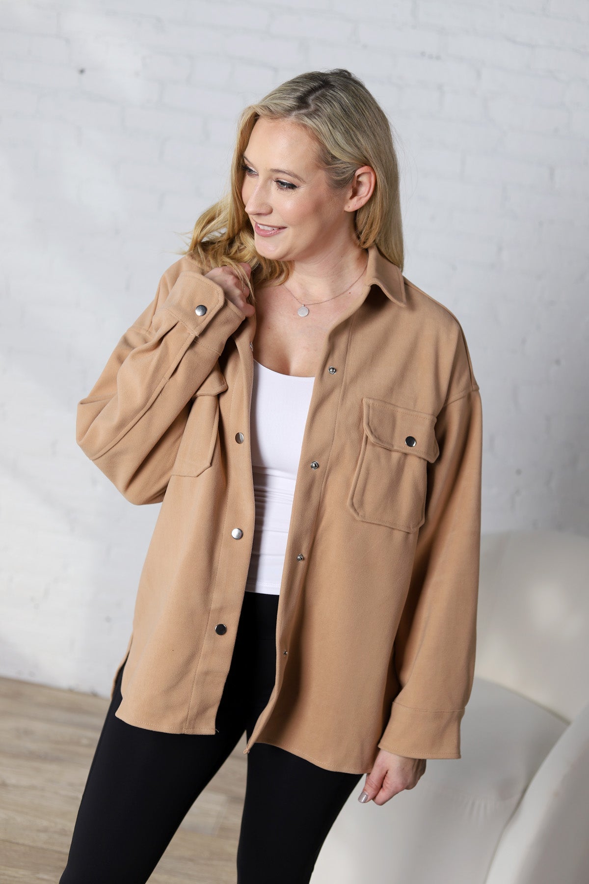 Bria Brushed Shacket - Camel