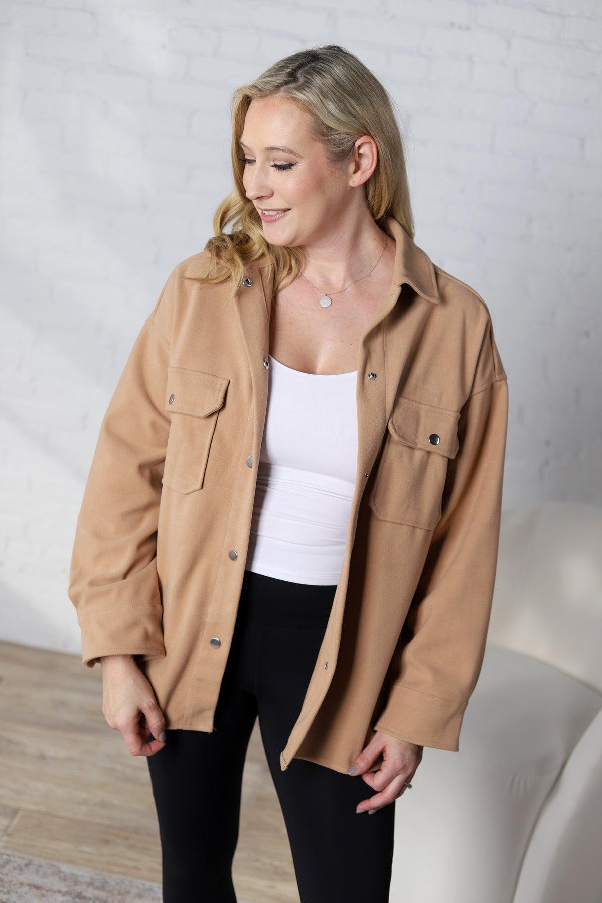 Bria Brushed Shacket - Camel