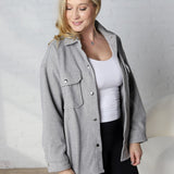 Bria Brushed Shacket - Lt. Grey