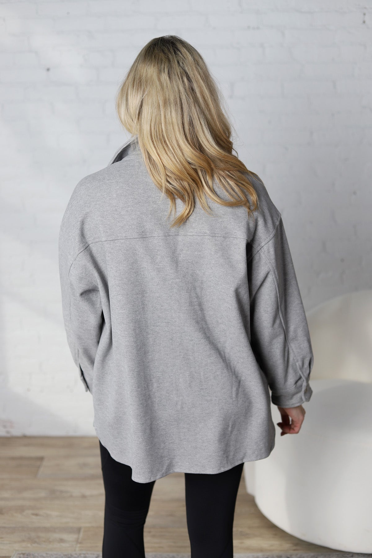 Bria Brushed Shacket - Lt. Grey