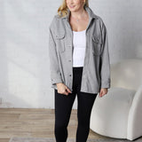 Bria Brushed Shacket - Lt. Grey