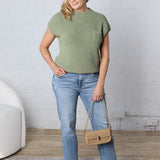 Briar Mock Neck Sweater - Light Olive