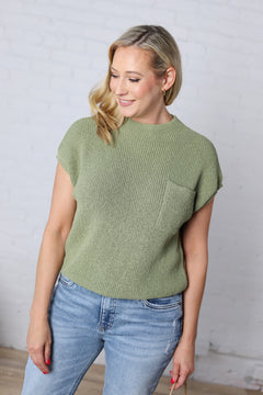 Briar Mock Neck Sweater - Light Olive