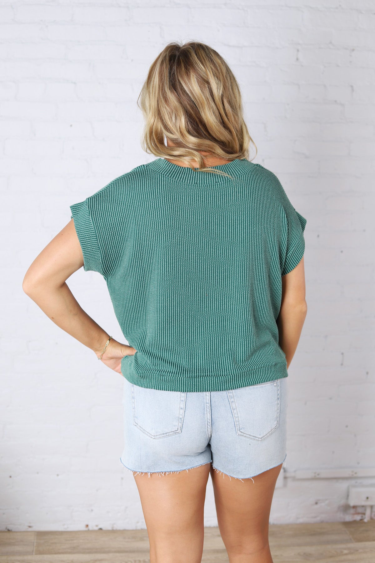 Briar Ribbed Cap Sleeve Top - Hunter Green