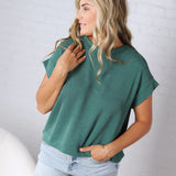 Briar Ribbed Cap Sleeve Top - Hunter Green