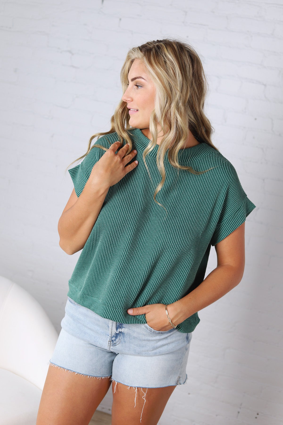 Briar Ribbed Cap Sleeve Top - Hunter Green