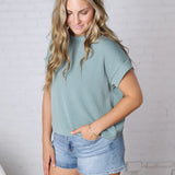 Briar Ribbed Cap Sleeve Top - Jade