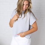 Briar Ribbed Cap Sleeve Top - Lt Grey