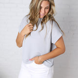 Briar Ribbed Cap Sleeve Top - Lt Grey