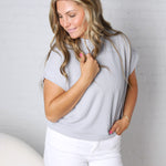 Briar Ribbed Cap Sleeve Top - Lt Grey