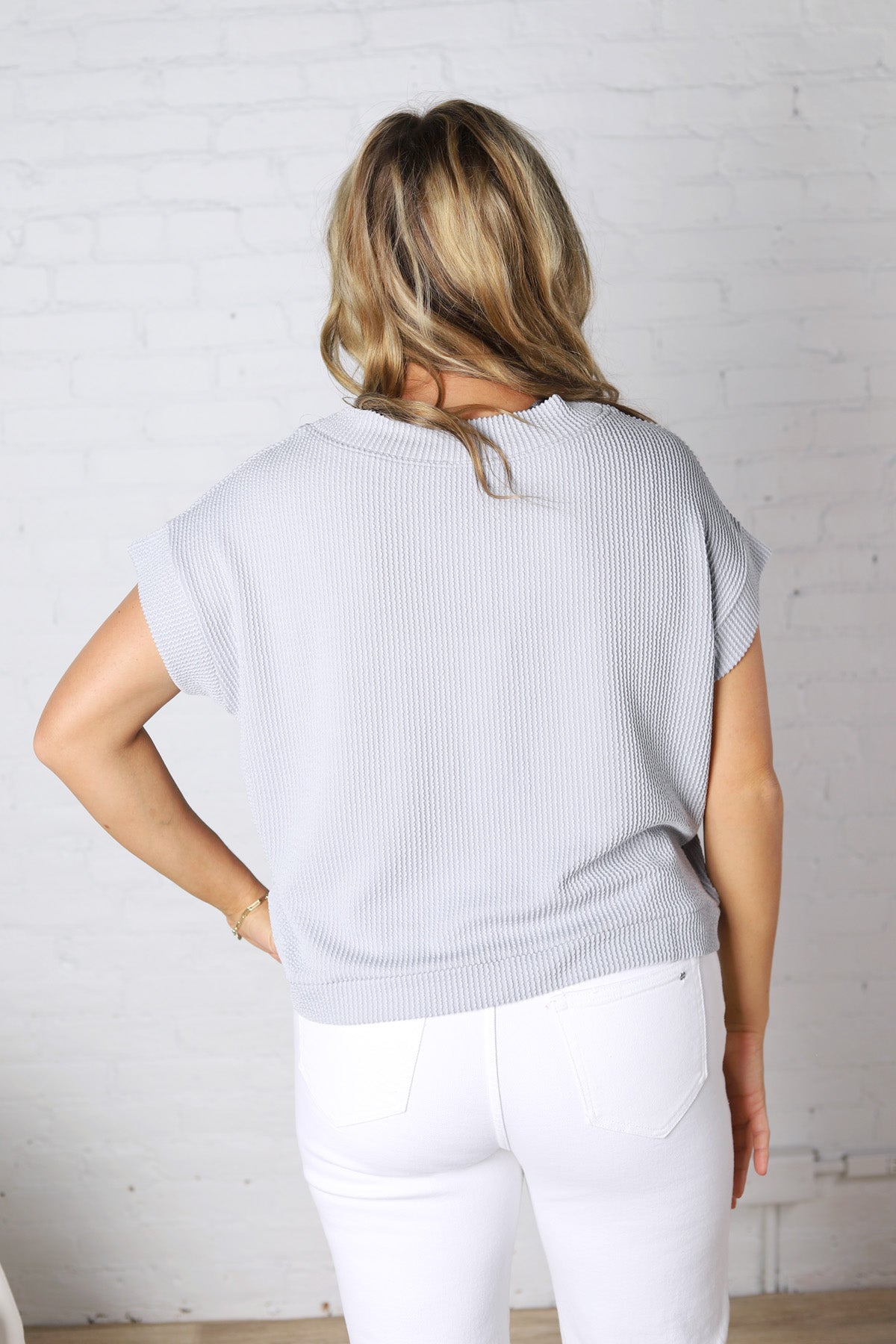 Briar Ribbed Cap Sleeve Top - Lt Grey